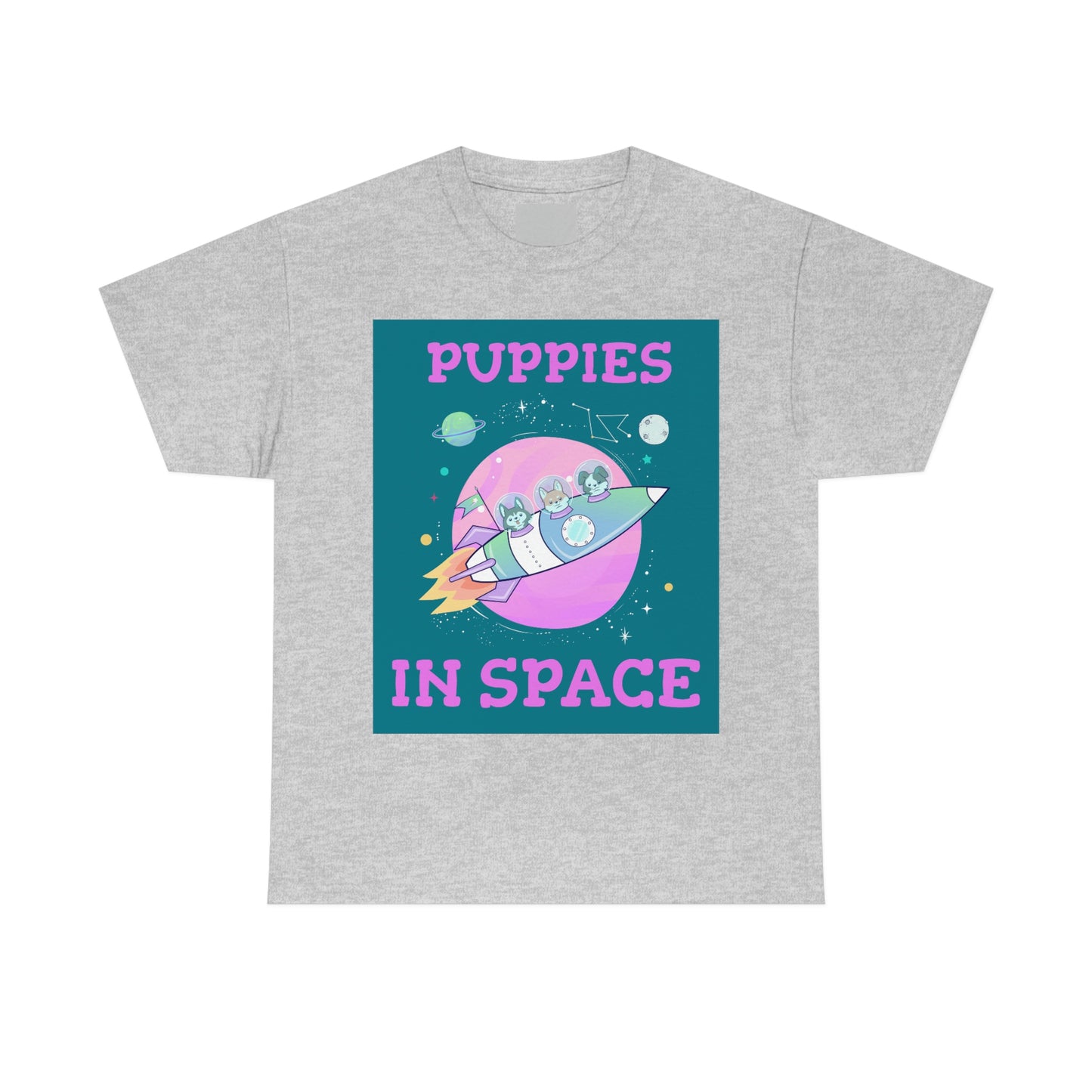 PUPPIES IN SPACE Unisex Heavy Cotton Tee