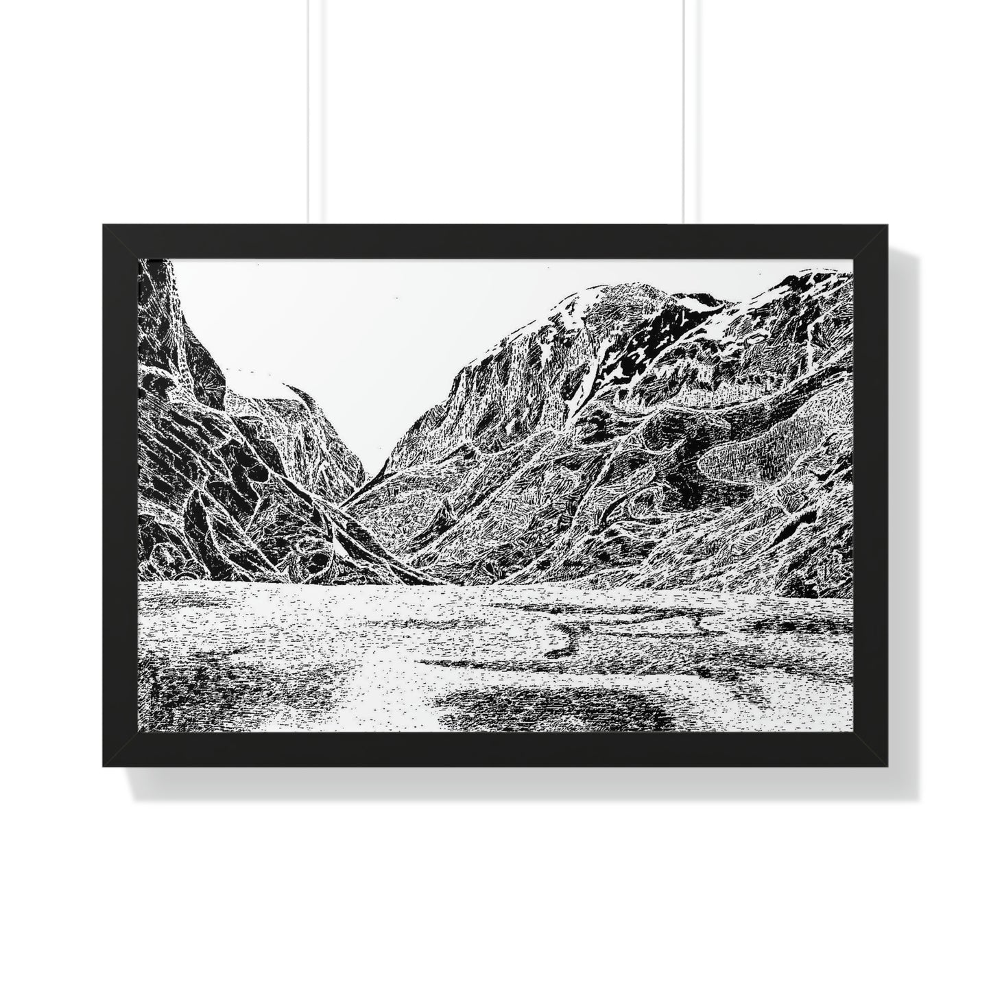 LAKE GUDVAGAN (REVERSE BLACK & WHITE) Framed Horizontal Poster