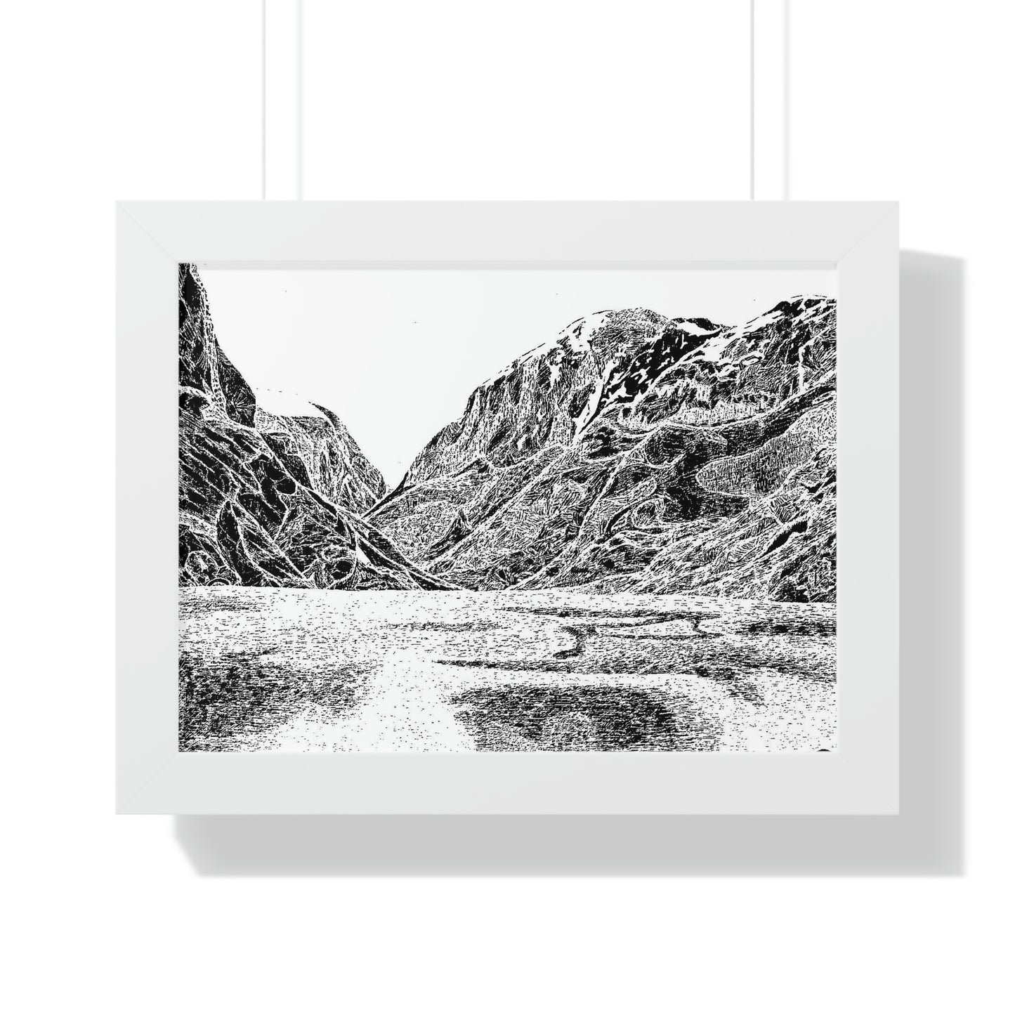 LAKE GUDVAGAN (REVERSE BLACK & WHITE) Framed Horizontal Poster