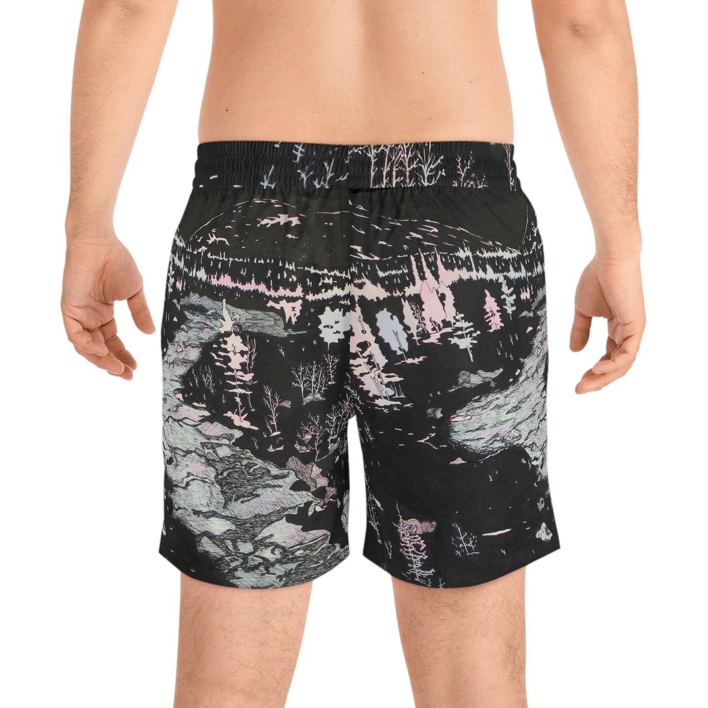 WONDERLUST Men's Mid-Length Swim Shorts (AOP)