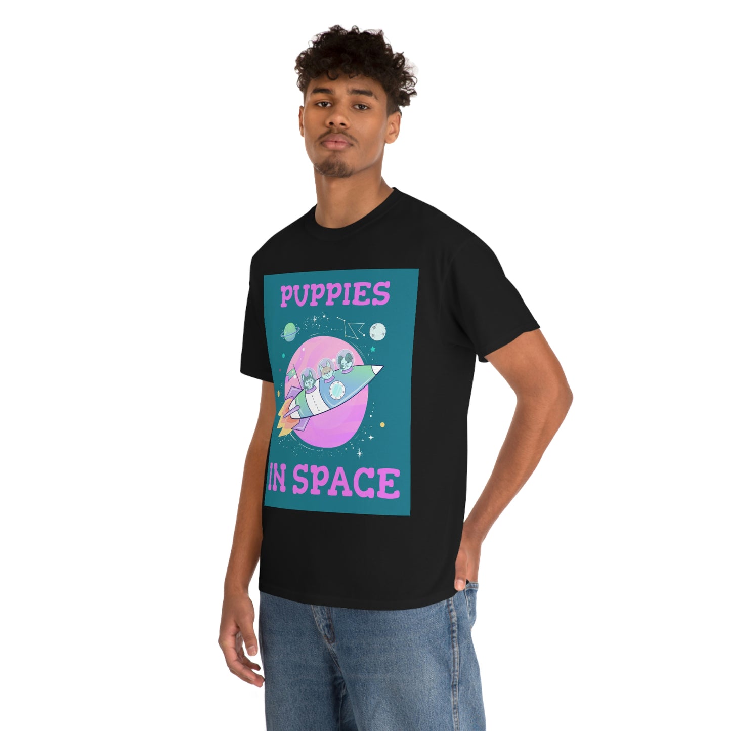 PUPPIES IN SPACE Unisex Heavy Cotton Tee