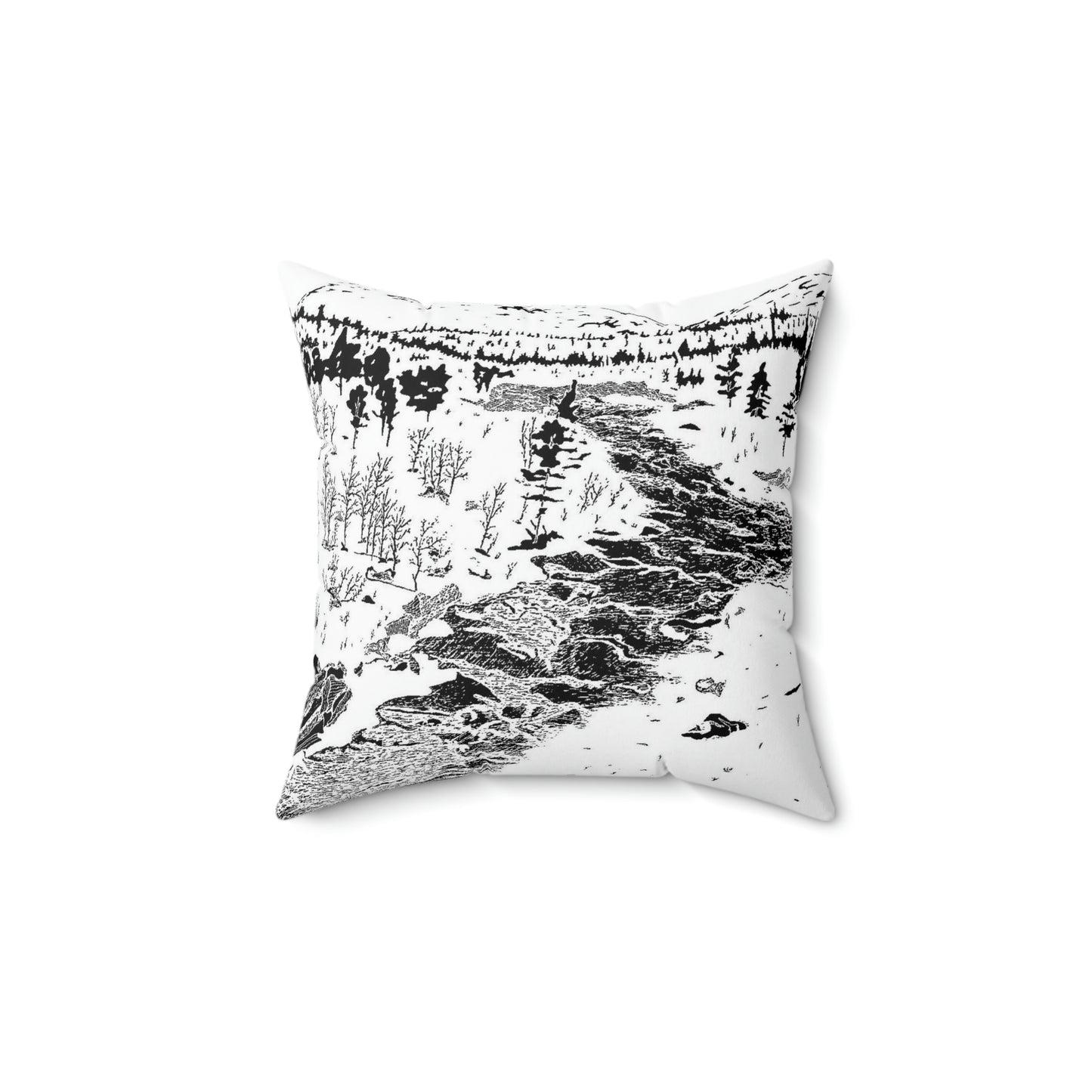 WONDERLUST (REVERSE BLACK & WHITE) Spun Polyester Square Pillow