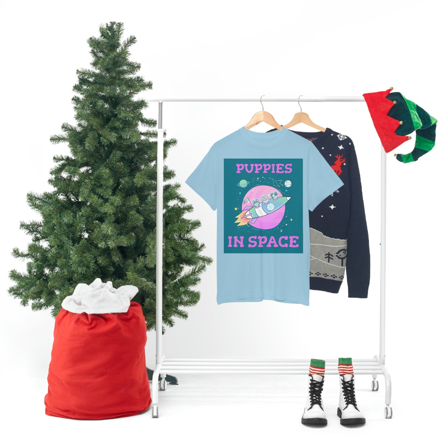 PUPPIES IN SPACE Unisex Heavy Cotton Tee