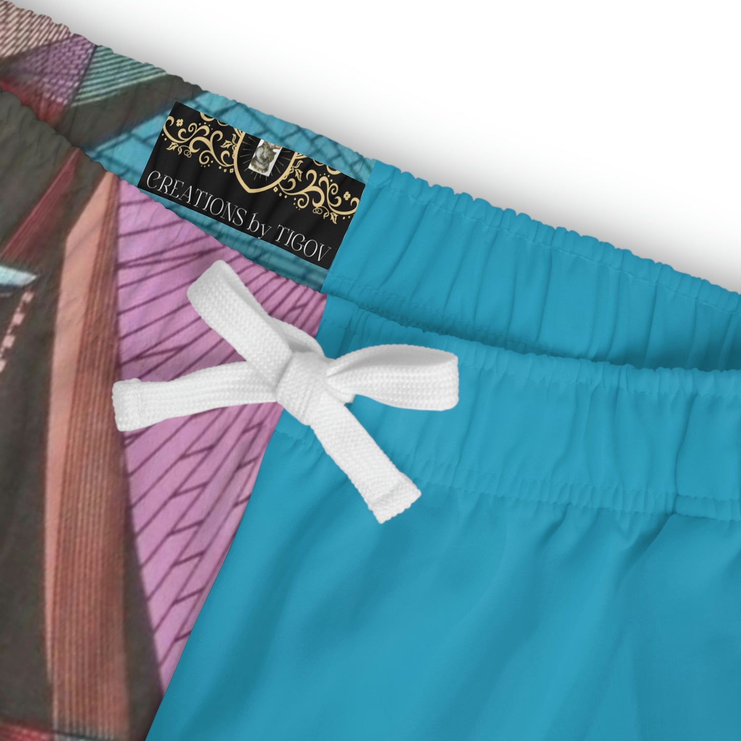 TURQUOISE LIGHT DUO MEGALOPOLIS Athletic Long Shorts (AOP)