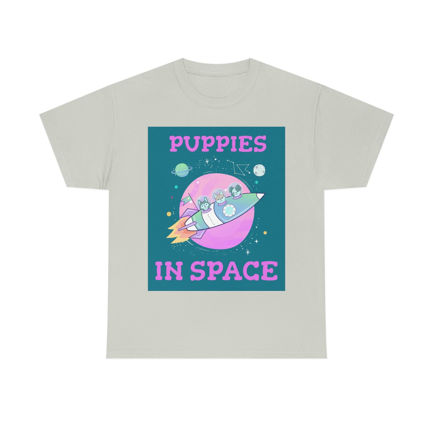 PUPPIES IN SPACE Unisex Heavy Cotton Tee
