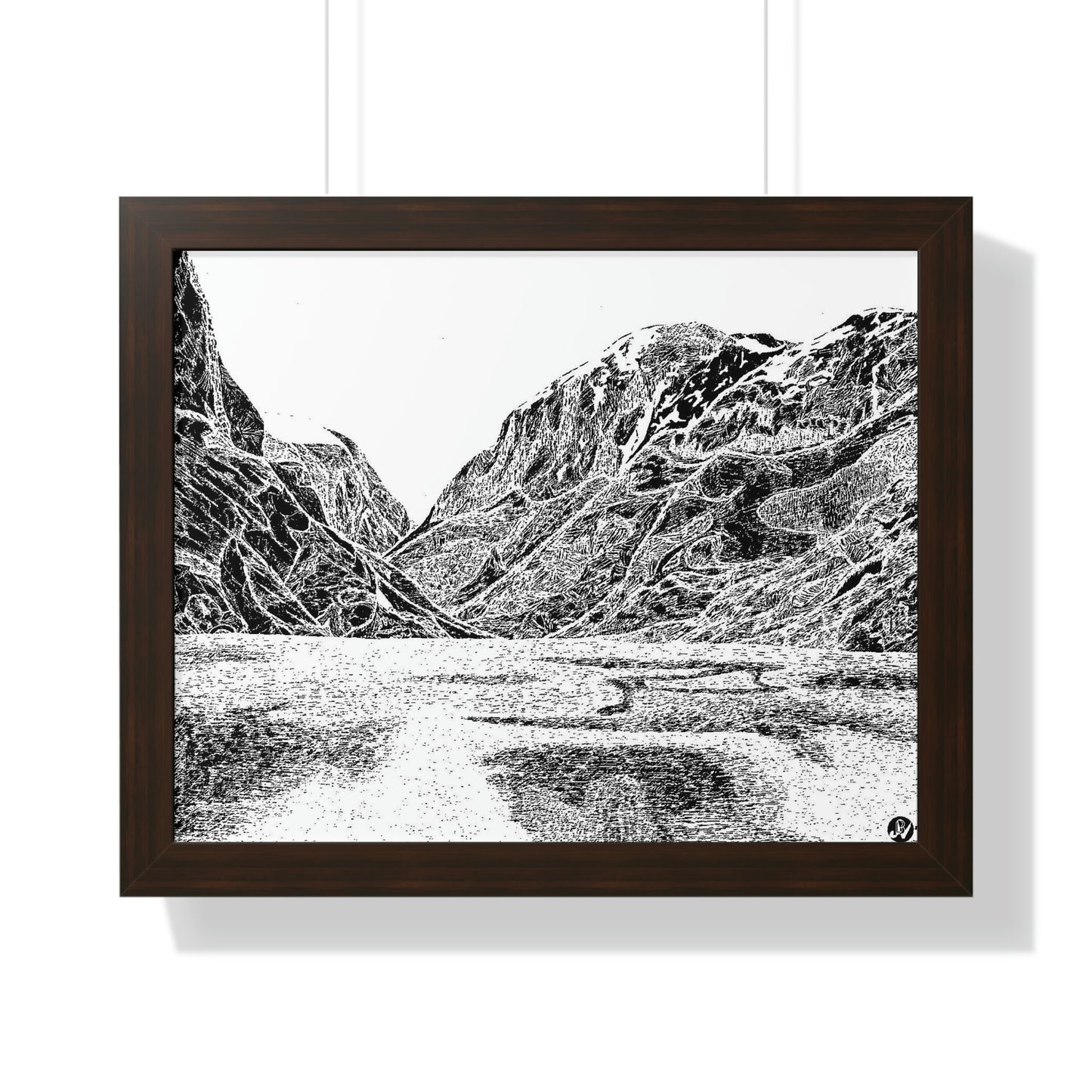 LAKE GUDVAGAN (REVERSE BLACK & WHITE) Framed Horizontal Poster