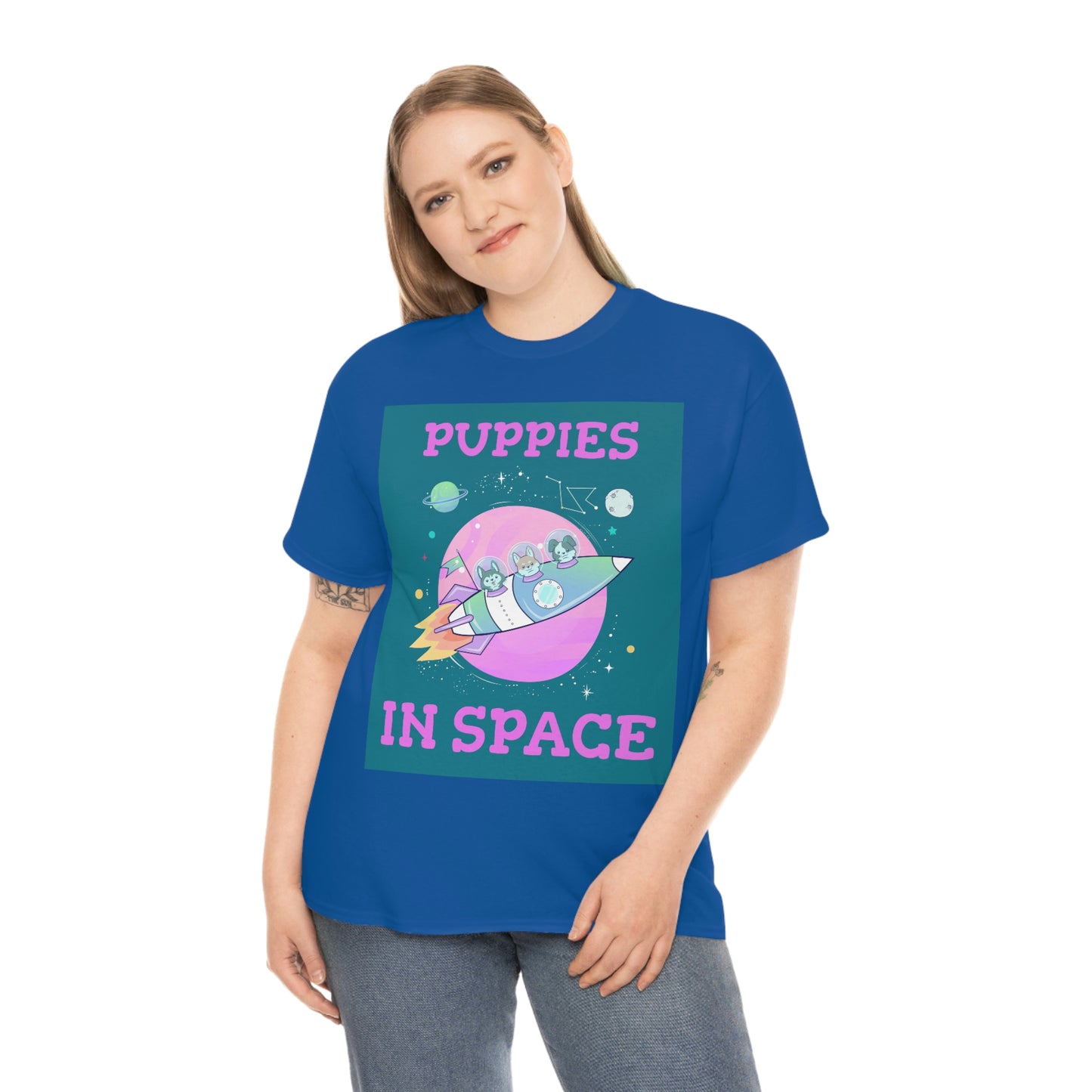 PUPPIES IN SPACE Unisex Heavy Cotton Tee