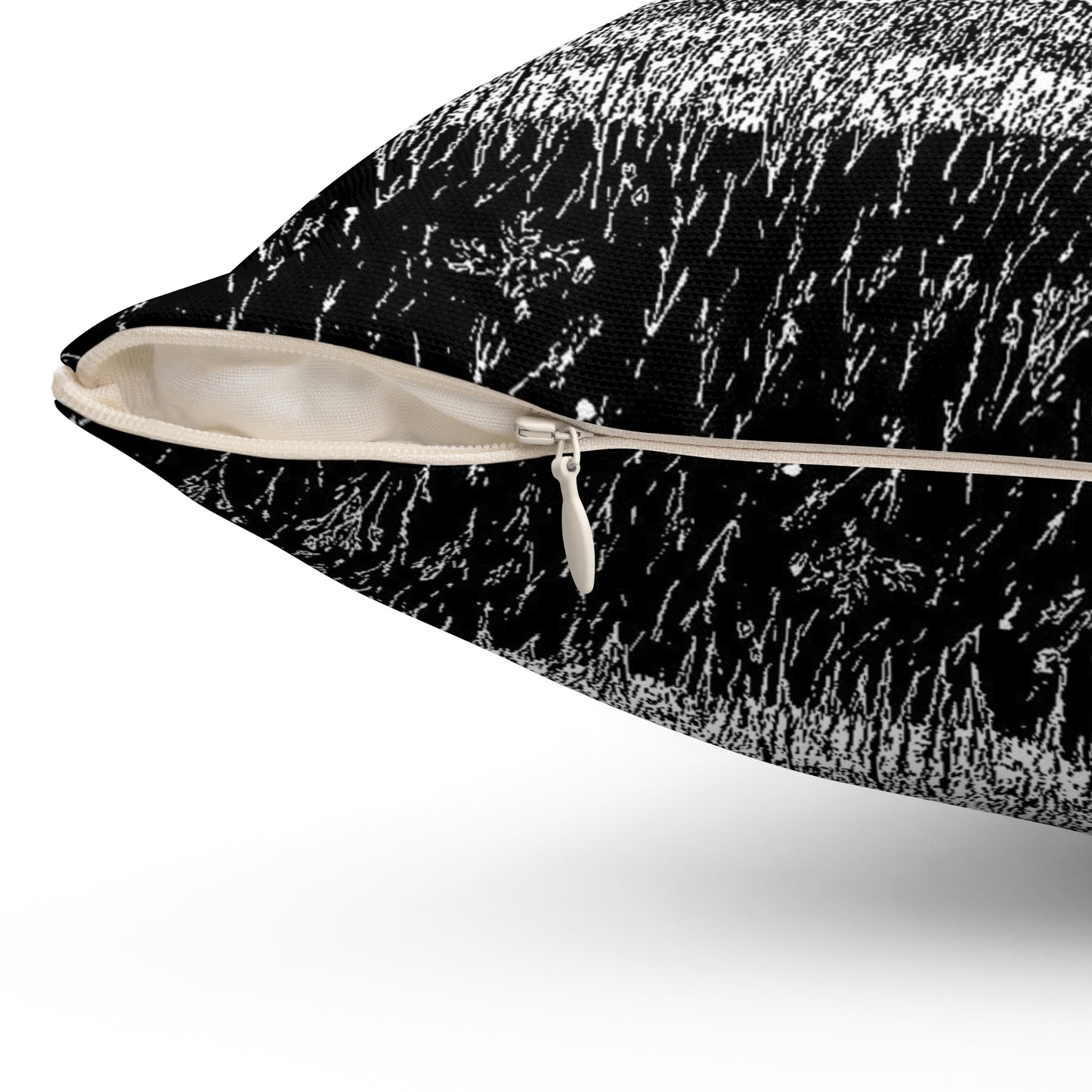 IMPASS (REVERSE BLACK & WHITE) Spun Polyester Square Pillow