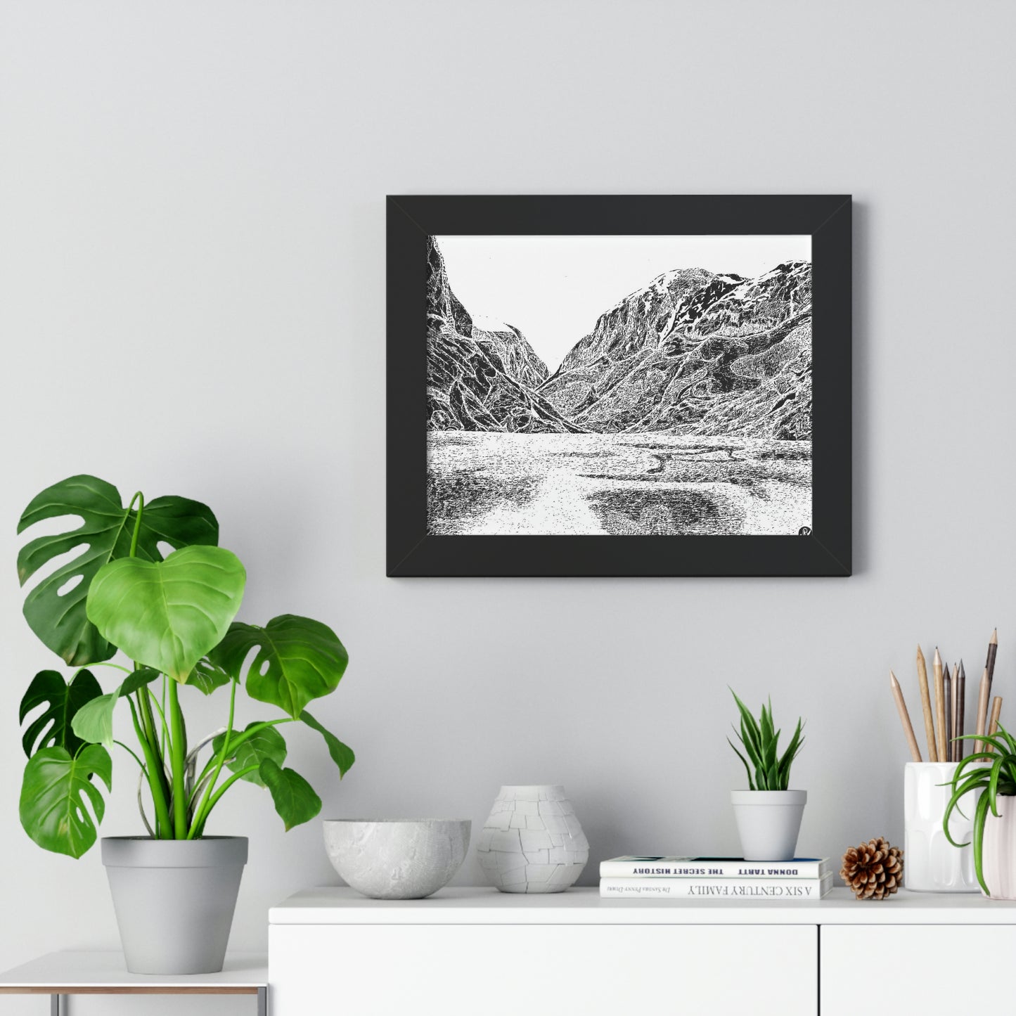 LAKE GUDVAGAN (REVERSE BLACK & WHITE) Framed Horizontal Poster