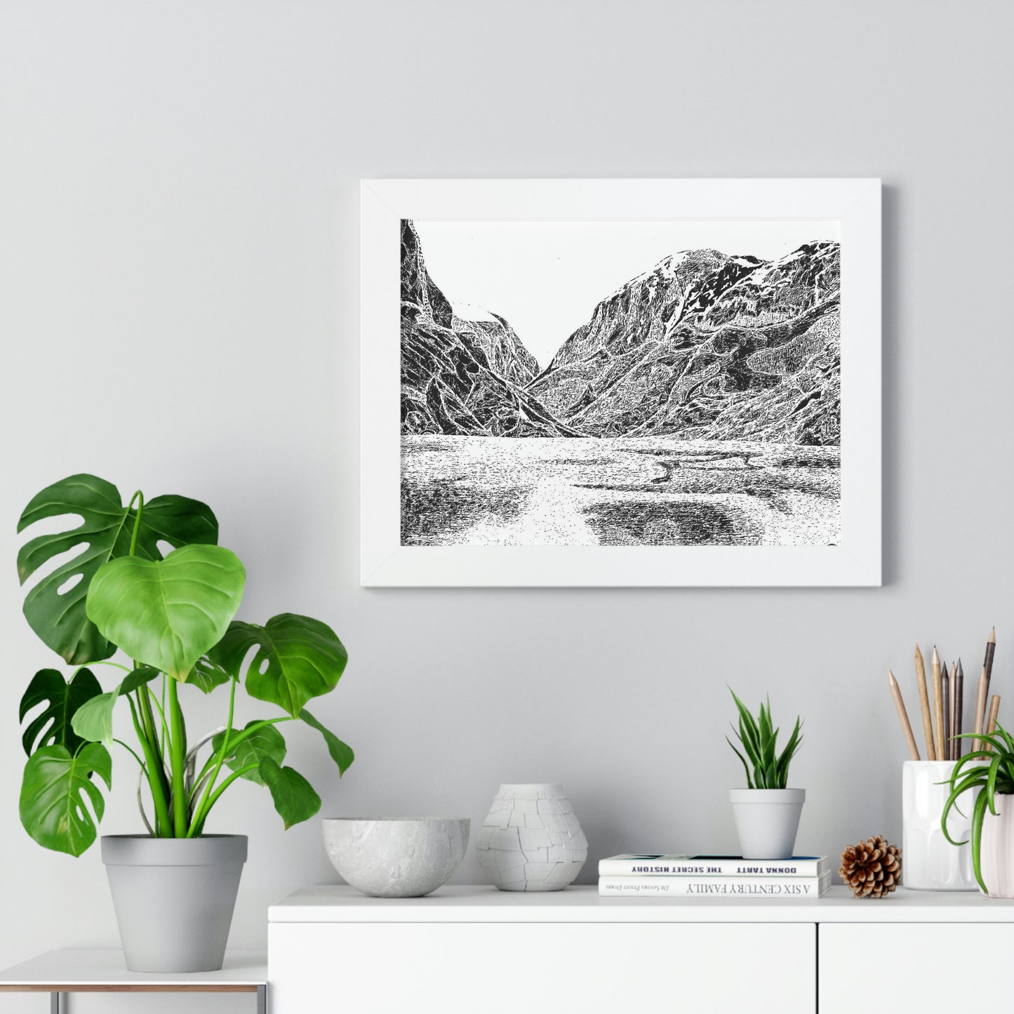 LAKE GUDVAGAN (REVERSE BLACK & WHITE) Framed Horizontal Poster
