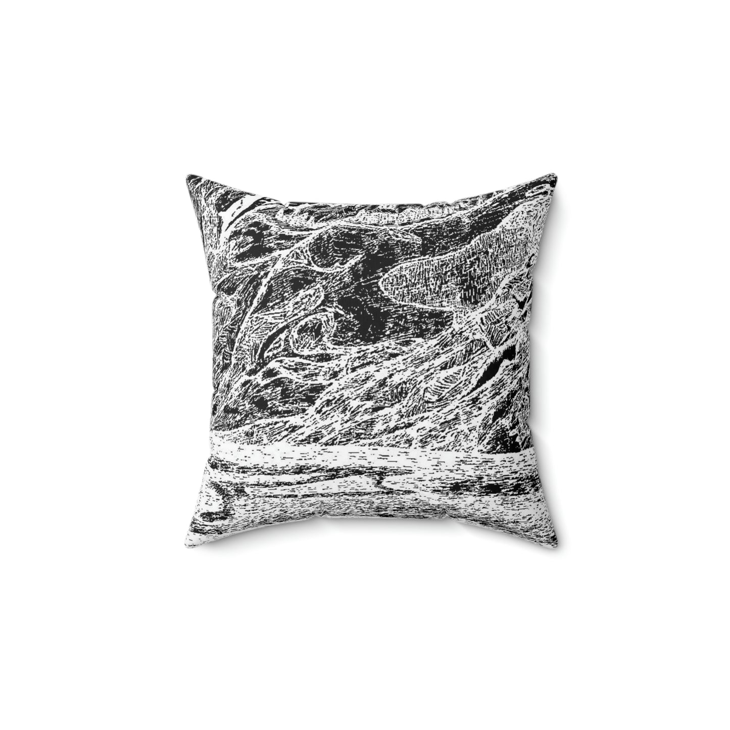 LAKE GUDVAGAN (REVERSE BLACK & WHITE) Spun Polyester Square Pillow