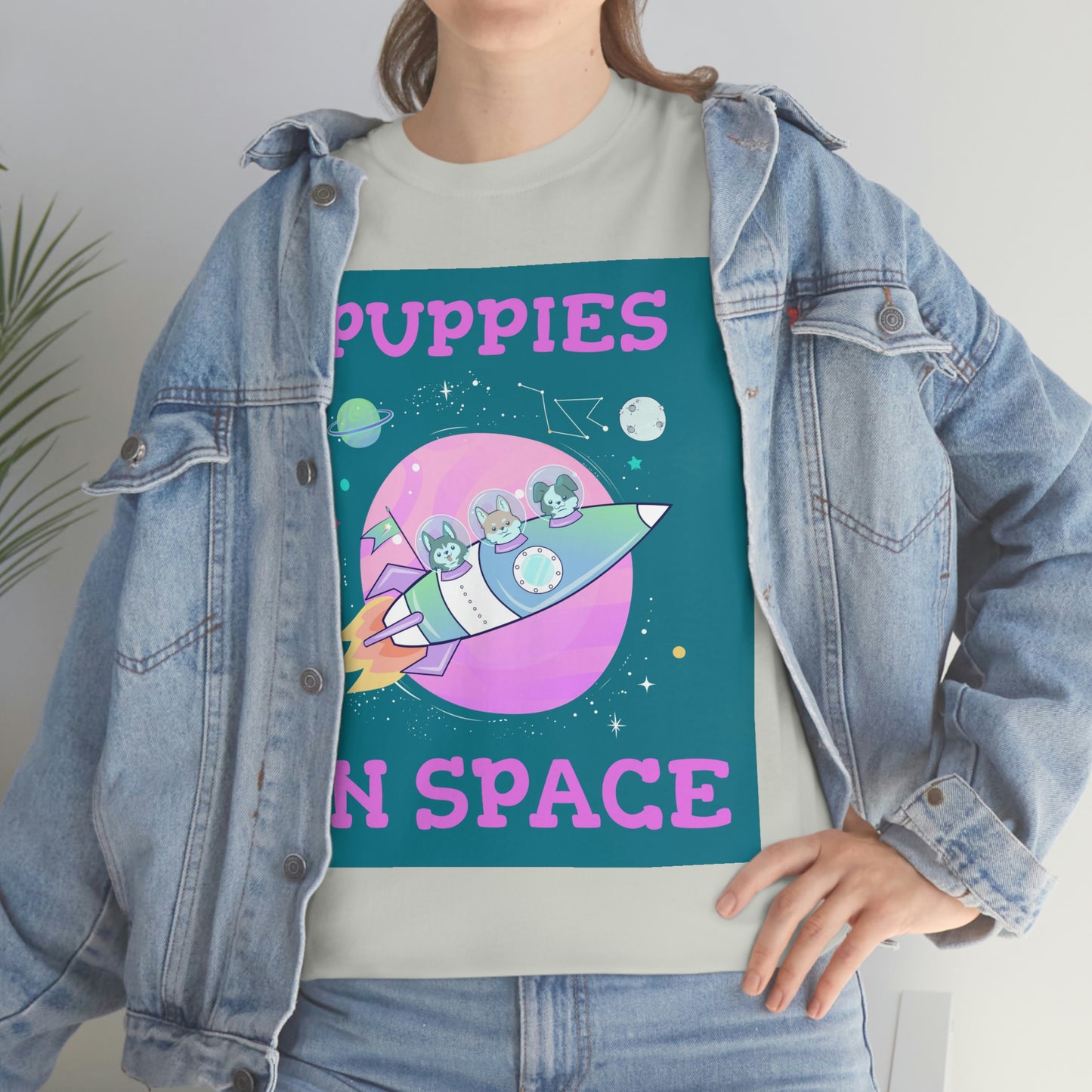 PUPPIES IN SPACE Unisex Heavy Cotton Tee