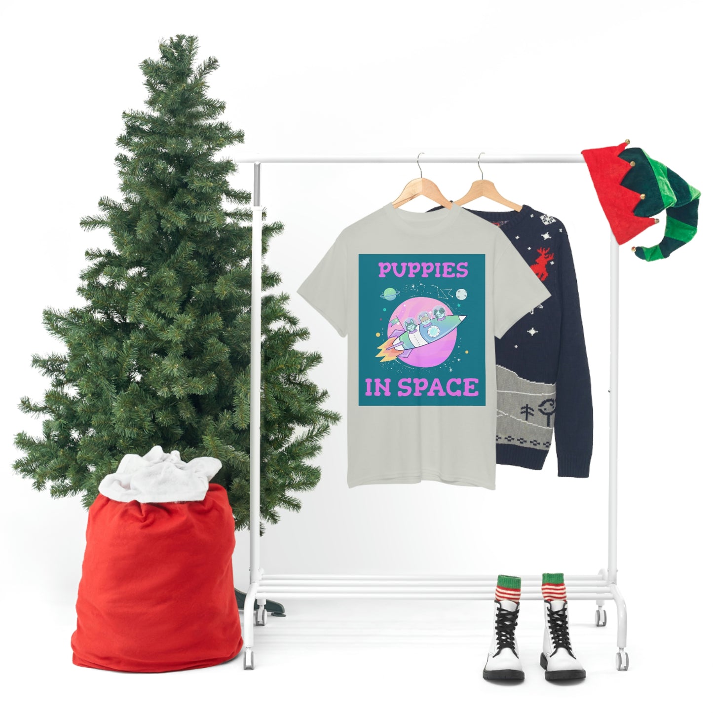PUPPIES IN SPACE Unisex Heavy Cotton Tee