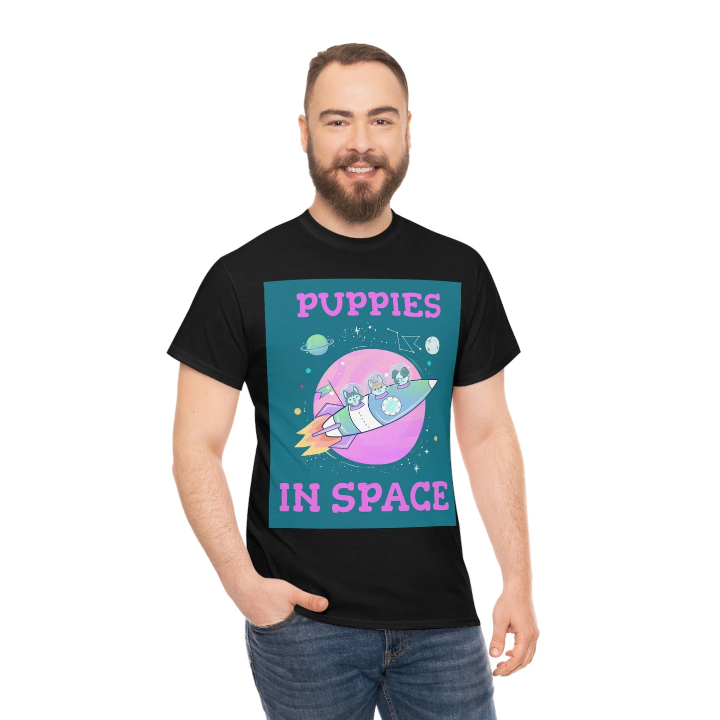 PUPPIES IN SPACE Unisex Heavy Cotton Tee