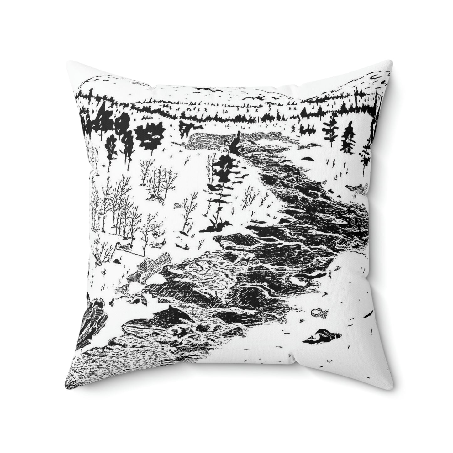 WONDERLUST (REVERSE BLACK & WHITE) Spun Polyester Square Pillow