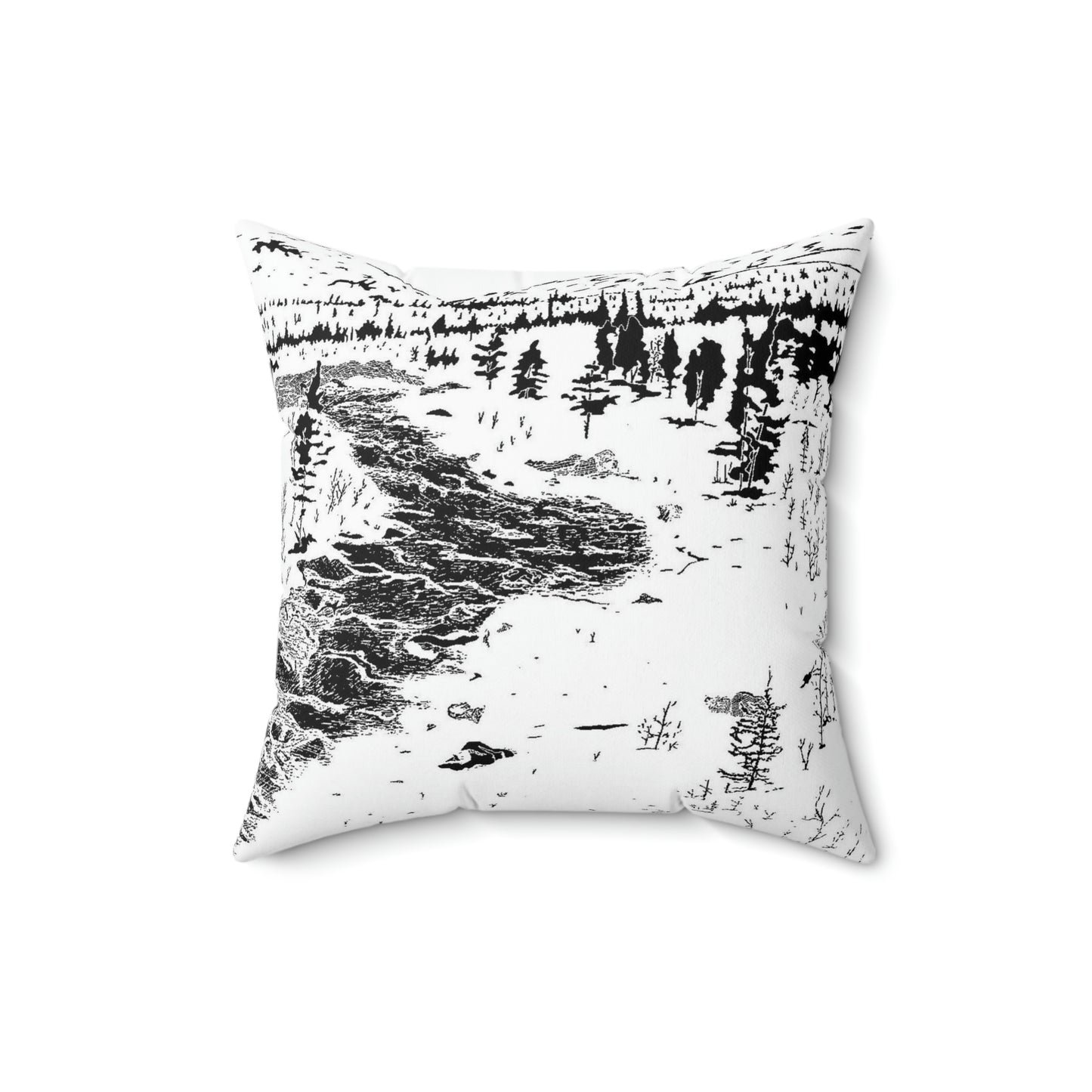 WONDERLUST (REVERSE BLACK & WHITE) Spun Polyester Square Pillow