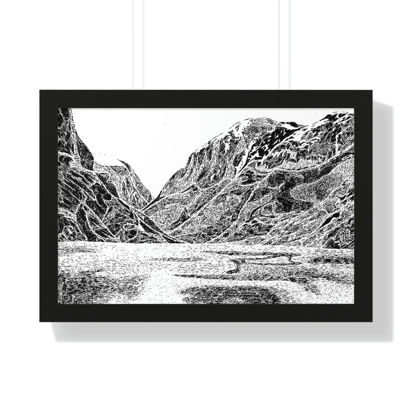 LAKE GUDVAGAN (REVERSE BLACK & WHITE) Framed Horizontal Poster