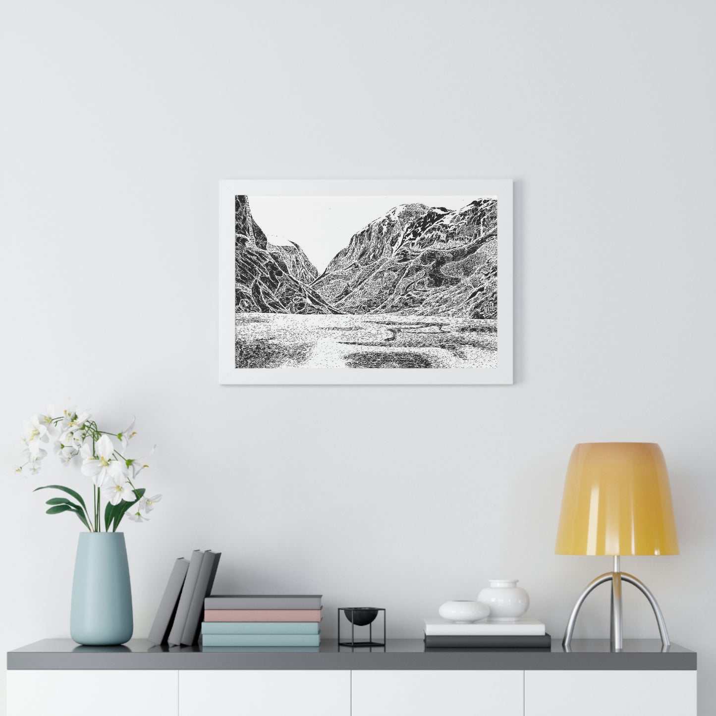 LAKE GUDVAGAN (REVERSE BLACK & WHITE) Framed Horizontal Poster
