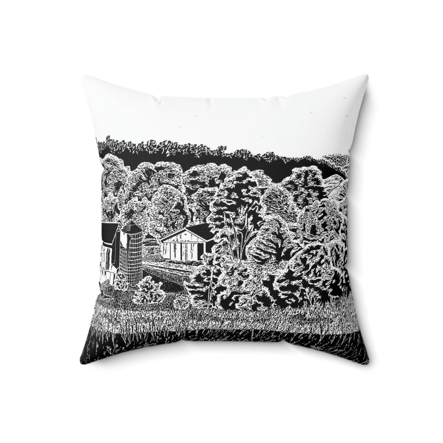 IMPASS (REVERSE BLACK & WHITE) Spun Polyester Square Pillow