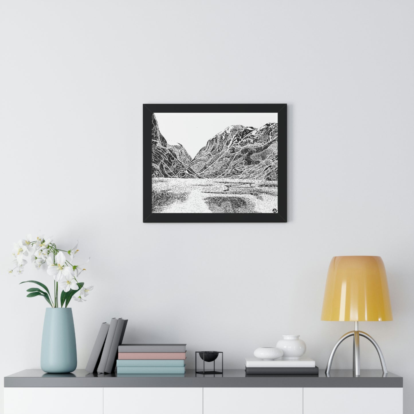 LAKE GUDVAGAN (REVERSE BLACK & WHITE) Framed Horizontal Poster