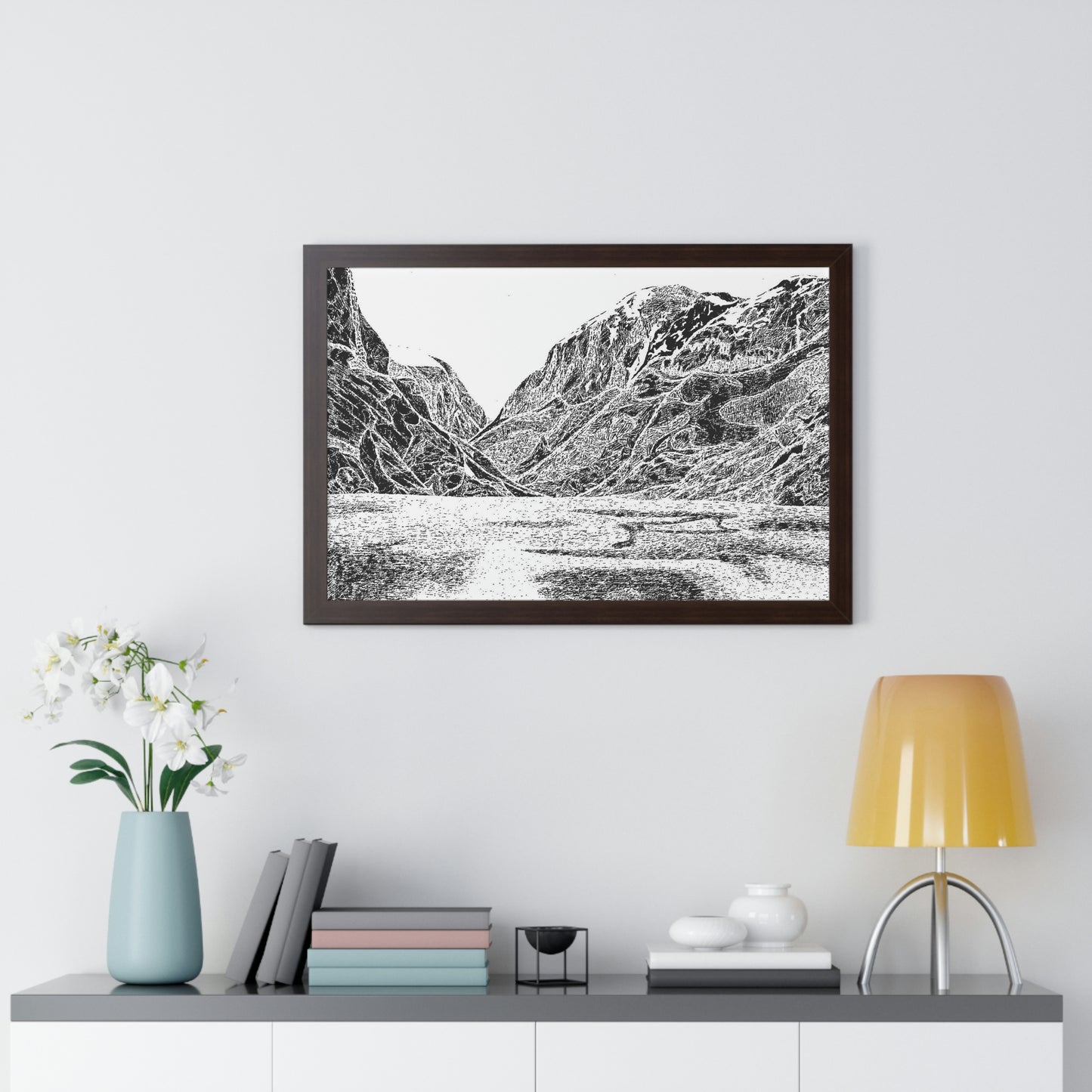 LAKE GUDVAGAN (REVERSE BLACK & WHITE) Framed Horizontal Poster