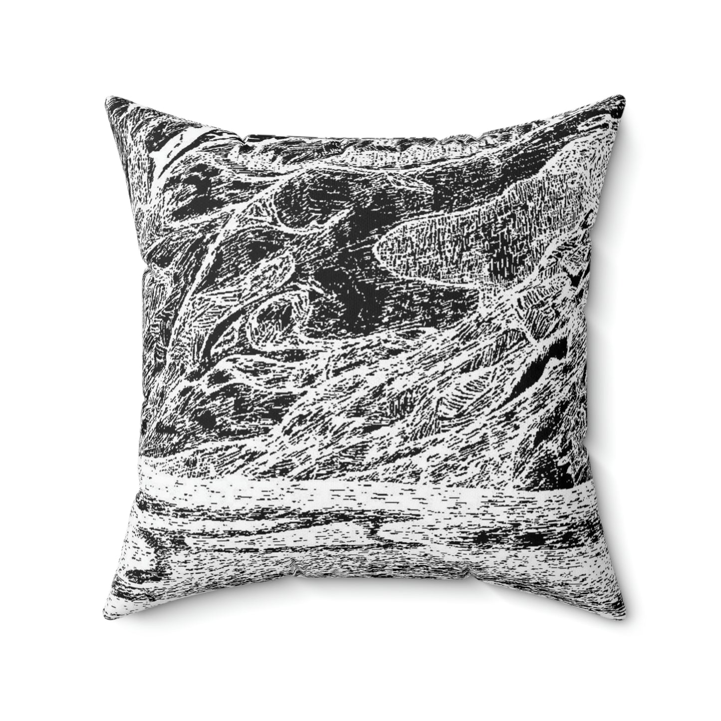 LAKE GUDVAGAN (REVERSE BLACK & WHITE) Spun Polyester Square Pillow