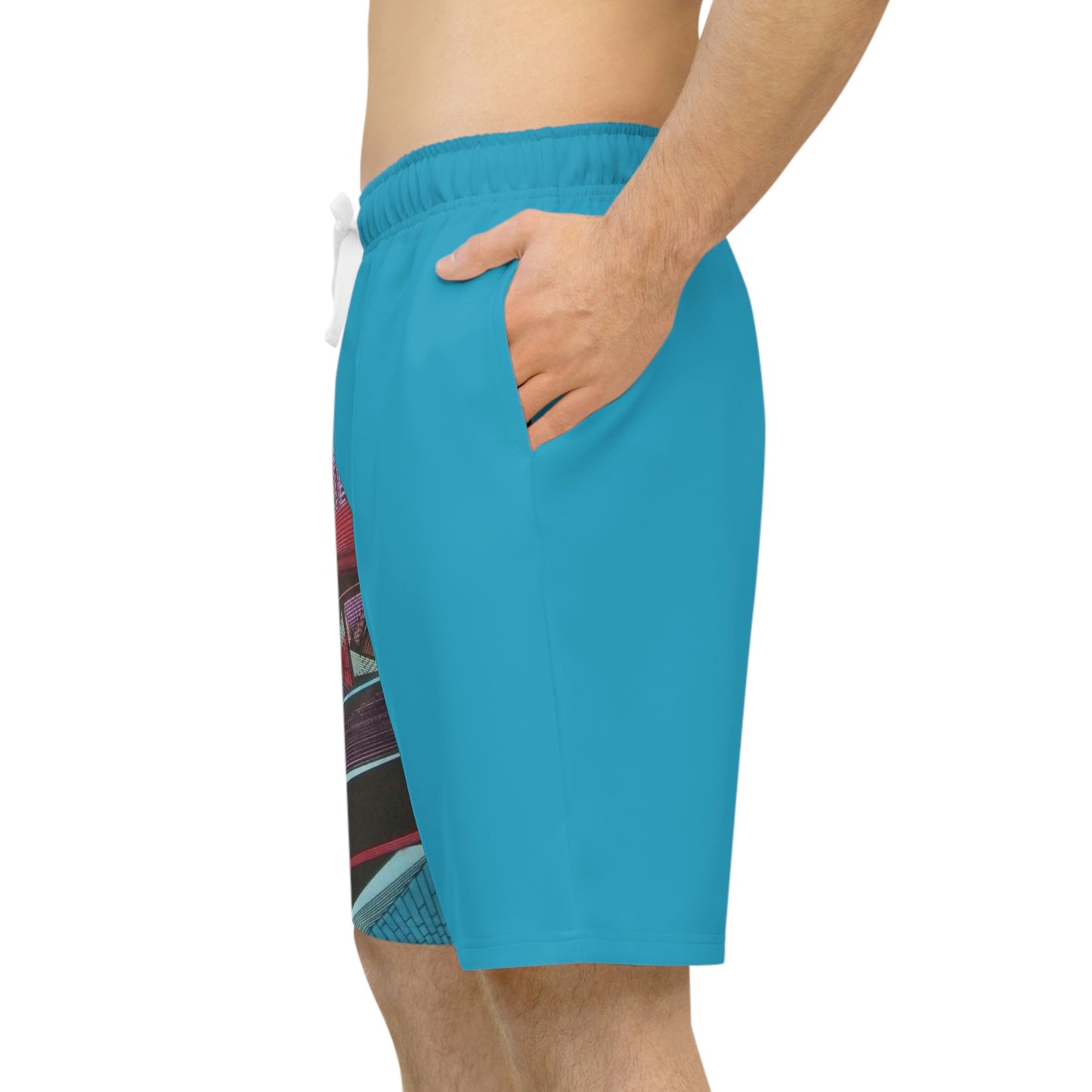 TURQUOISE LIGHT DUO MEGALOPOLIS Athletic Long Shorts (AOP)