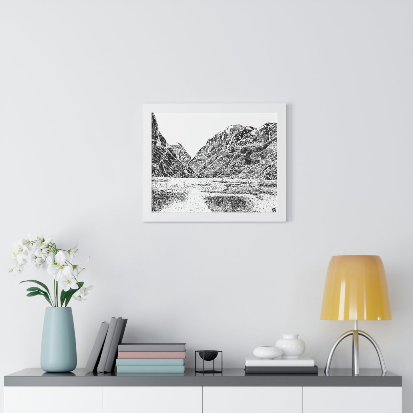 LAKE GUDVAGAN (REVERSE BLACK & WHITE) Framed Horizontal Poster