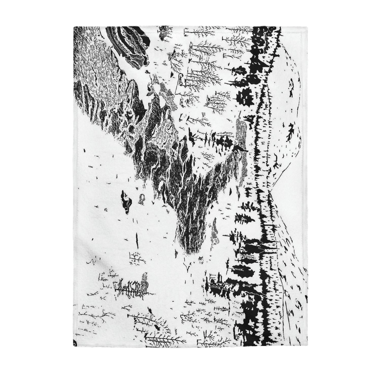 WONDERLUST (REVERSE BLACK & WHITE) Velveteen Plush Blanket