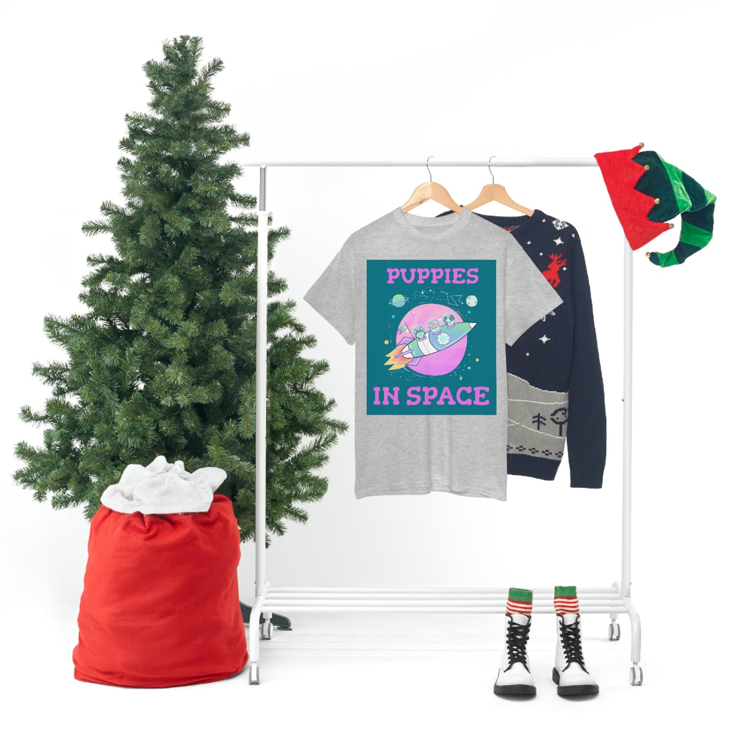 PUPPIES IN SPACE Unisex Heavy Cotton Tee