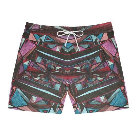 LIGHT DUO MEGALOPOLIS Men's Mid-Length Swim Shorts (AOP)
