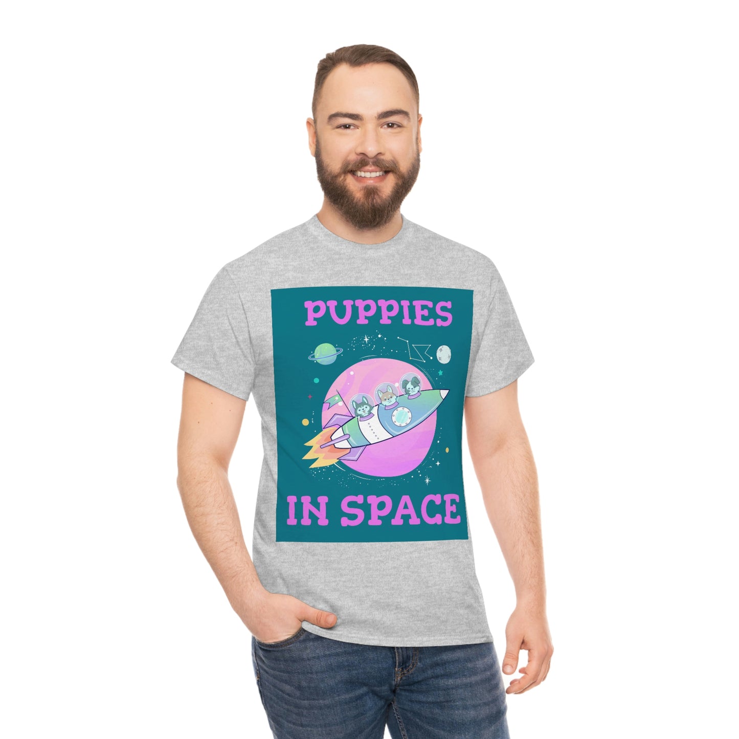 PUPPIES IN SPACE Unisex Heavy Cotton Tee