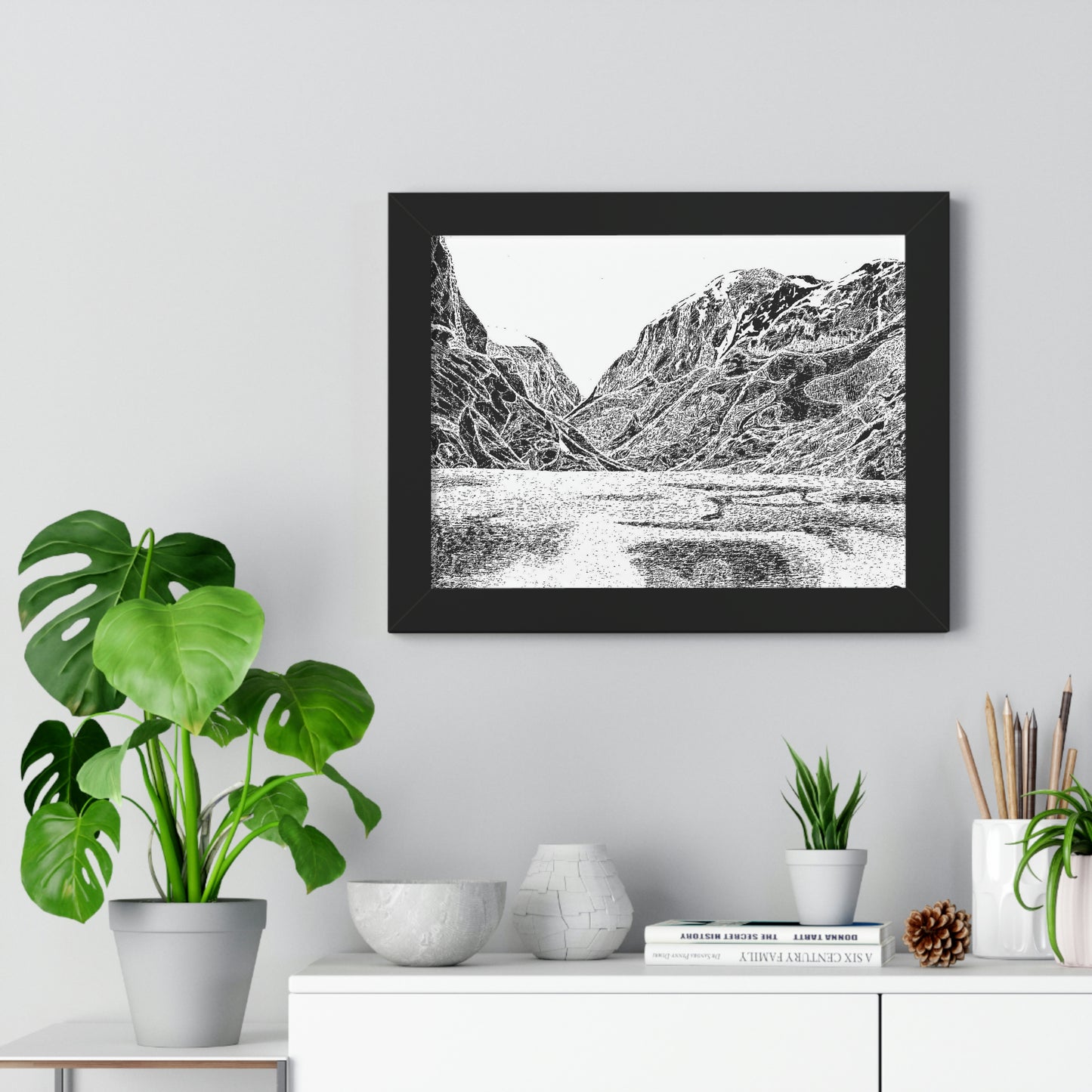 LAKE GUDVAGAN (REVERSE BLACK & WHITE) Framed Horizontal Poster