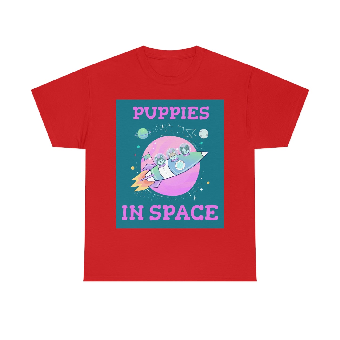 PUPPIES IN SPACE Unisex Heavy Cotton Tee