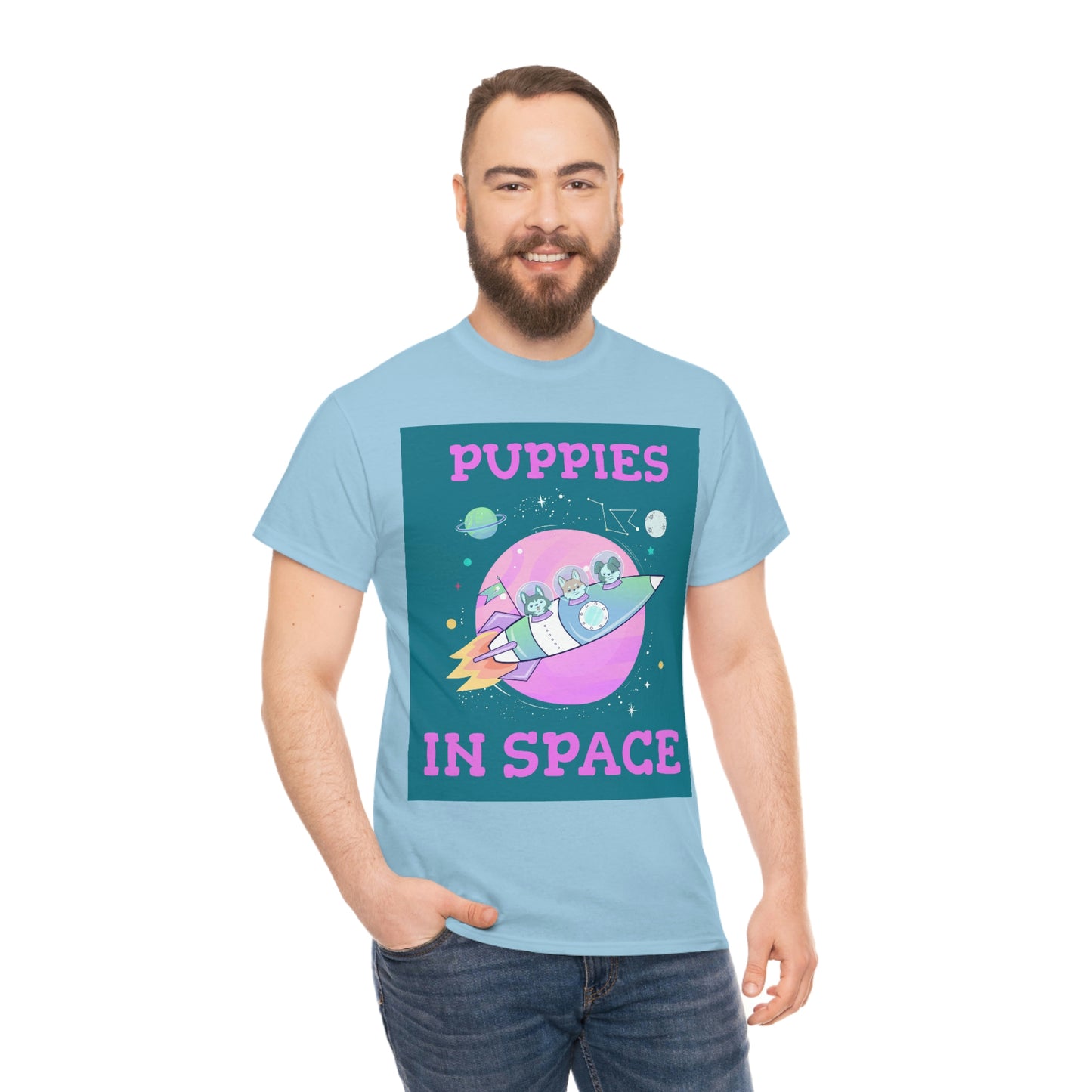 PUPPIES IN SPACE Unisex Heavy Cotton Tee