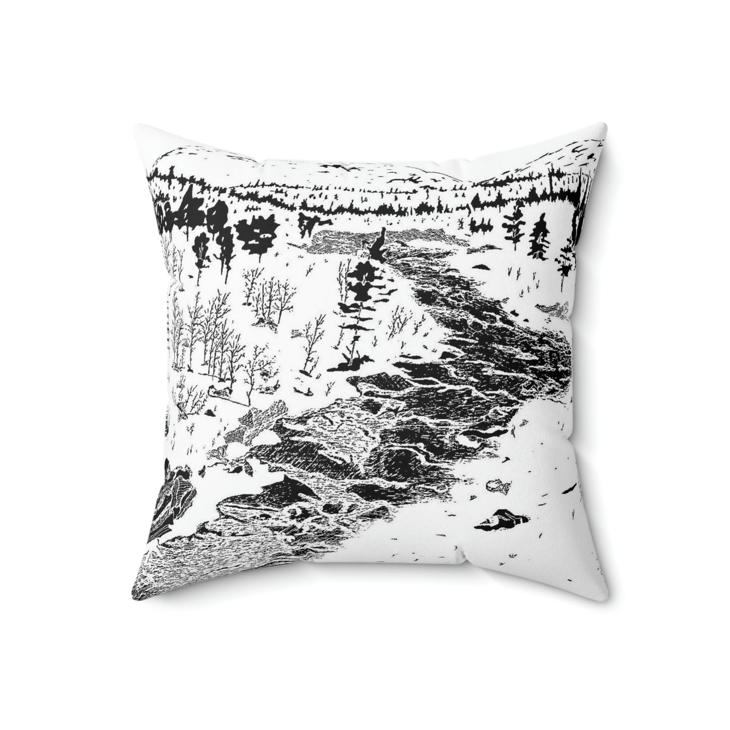 WONDERLUST (REVERSE BLACK & WHITE) Spun Polyester Square Pillow