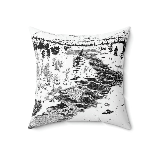WONDERLUST (REVERSE BLACK & WHITE) Spun Polyester Square Pillow
