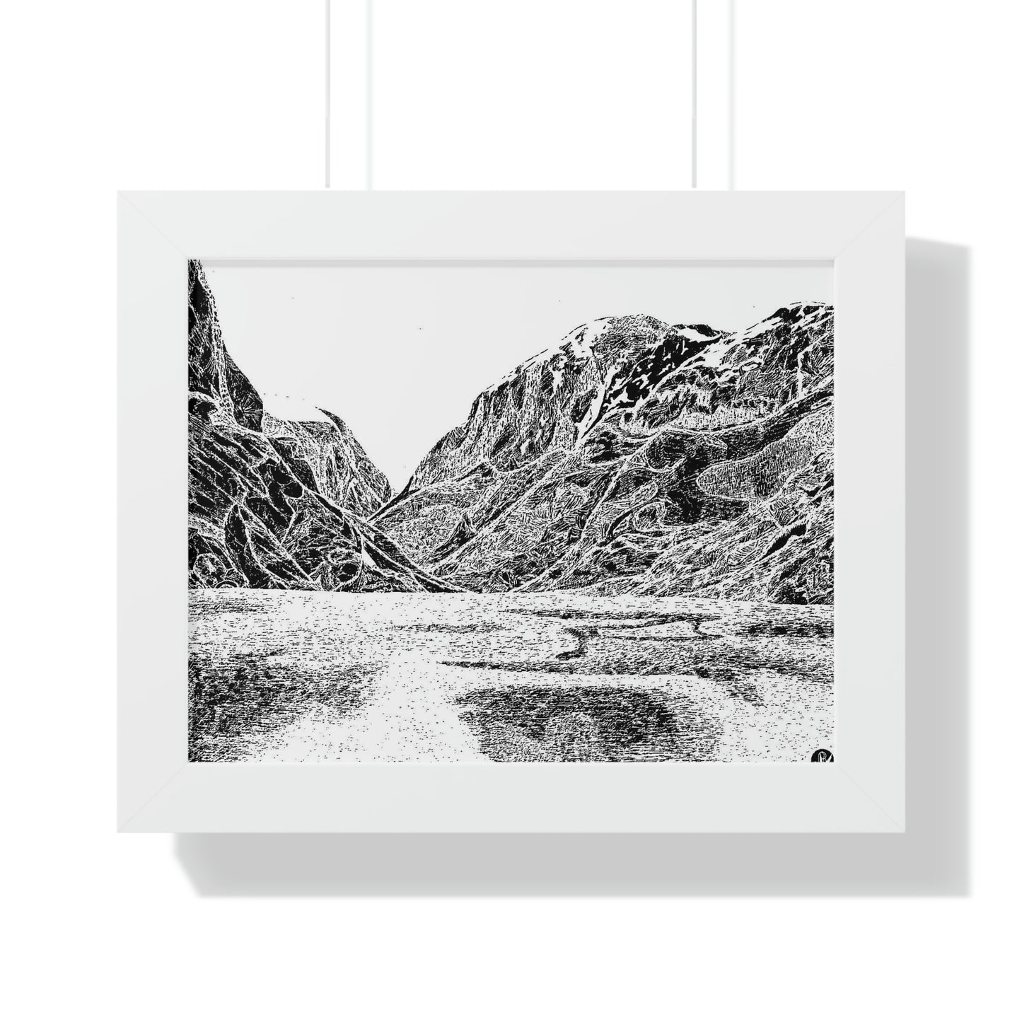 LAKE GUDVAGAN (REVERSE BLACK & WHITE) Framed Horizontal Poster
