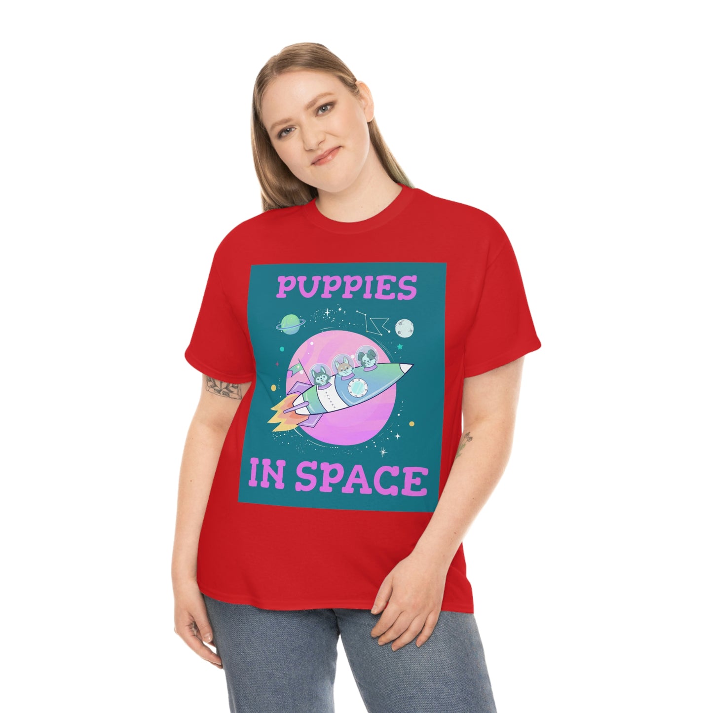 PUPPIES IN SPACE Unisex Heavy Cotton Tee