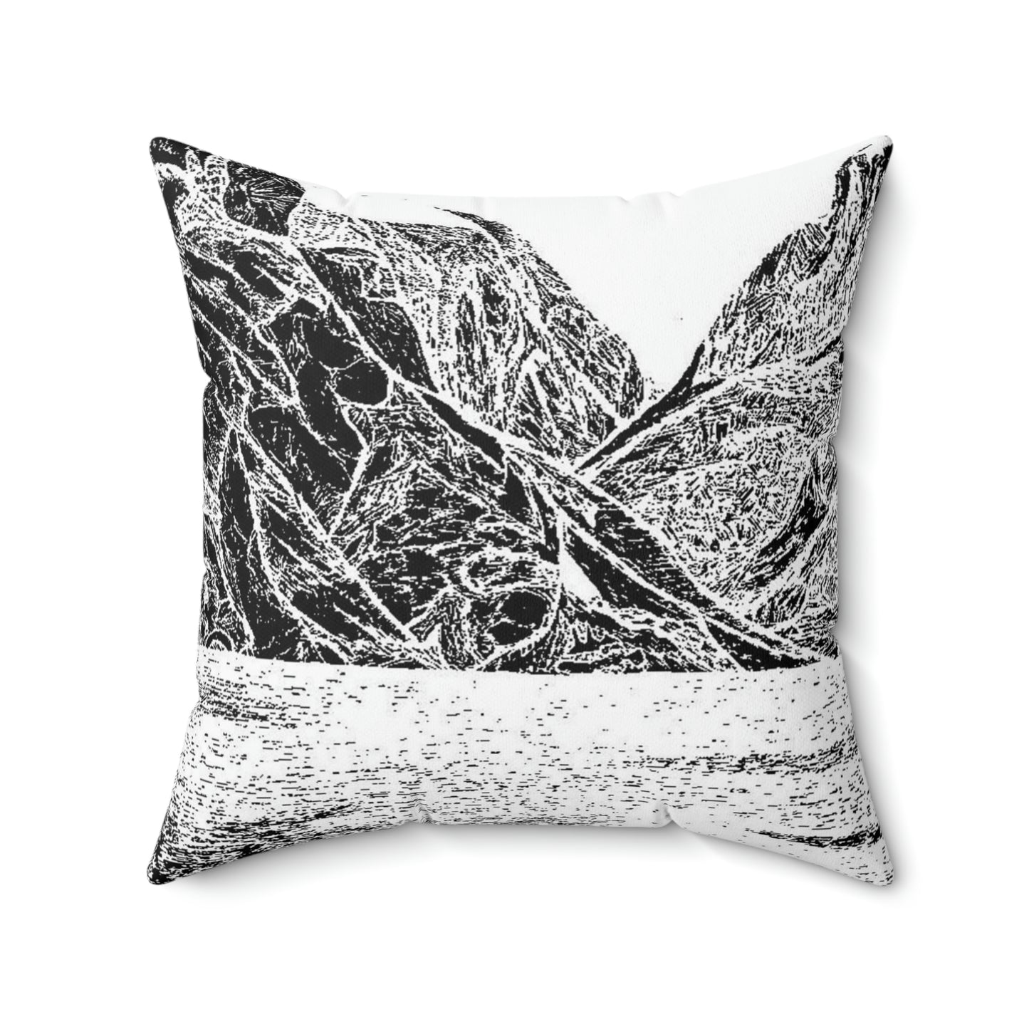 LAKE GUDVAGAN (REVERSE BLACK & WHITE) Spun Polyester Square Pillow