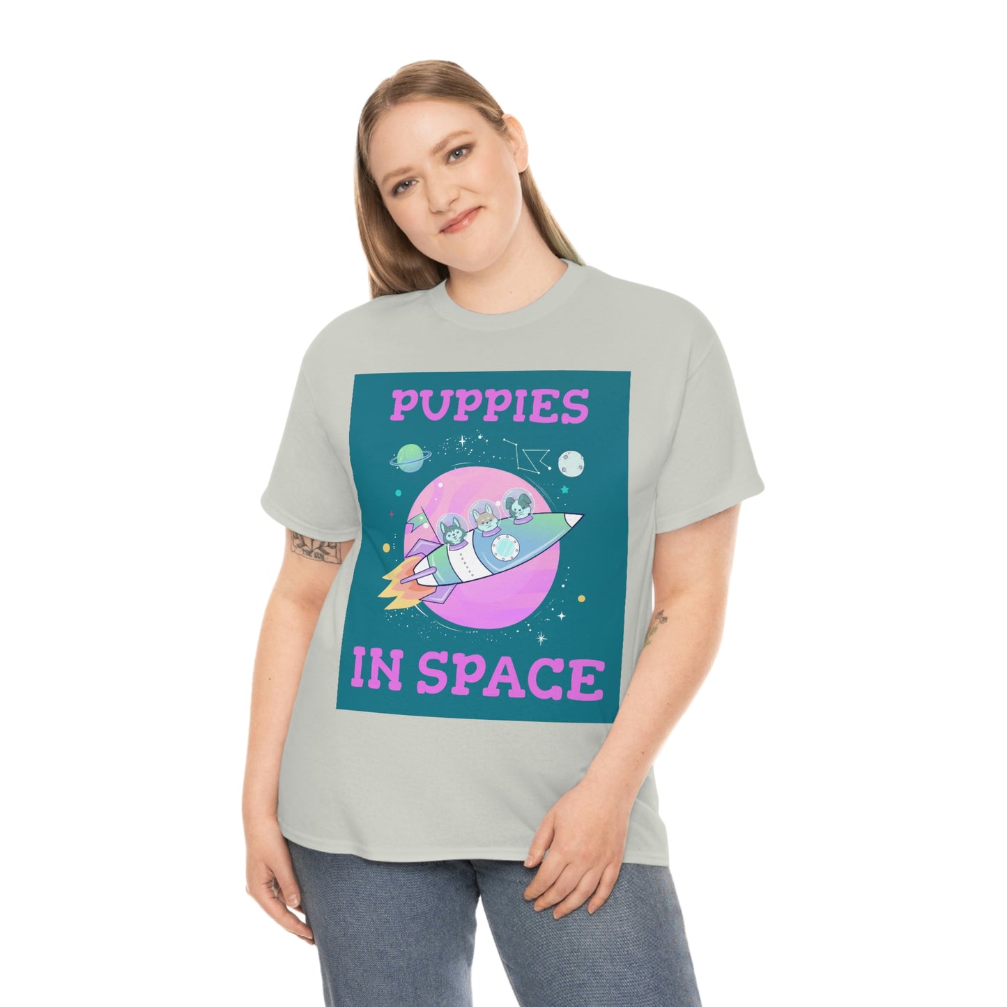 PUPPIES IN SPACE Unisex Heavy Cotton Tee