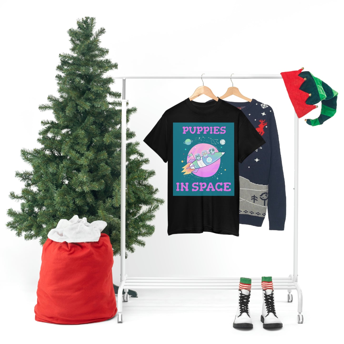 PUPPIES IN SPACE Unisex Heavy Cotton Tee